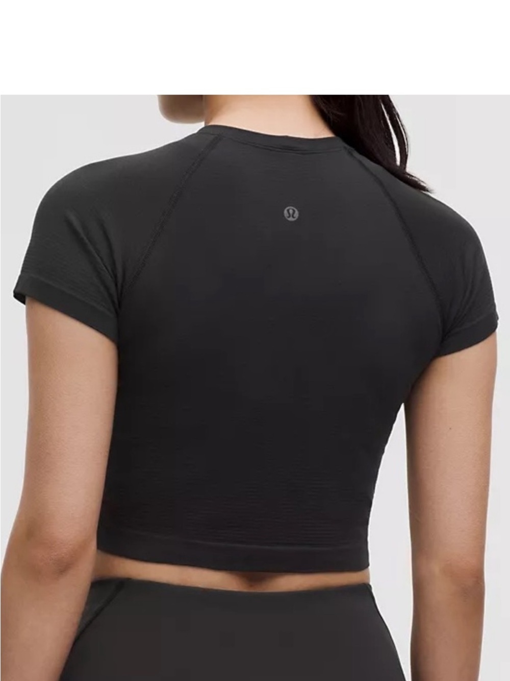 lululemon athletica Black Cropped Short-Sleeve Active Top